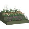 Trädgårdsplanterare 3 nivåer Olivgrön Stål vidaXL 90 x 90 x 35 cm – miniatyr 3