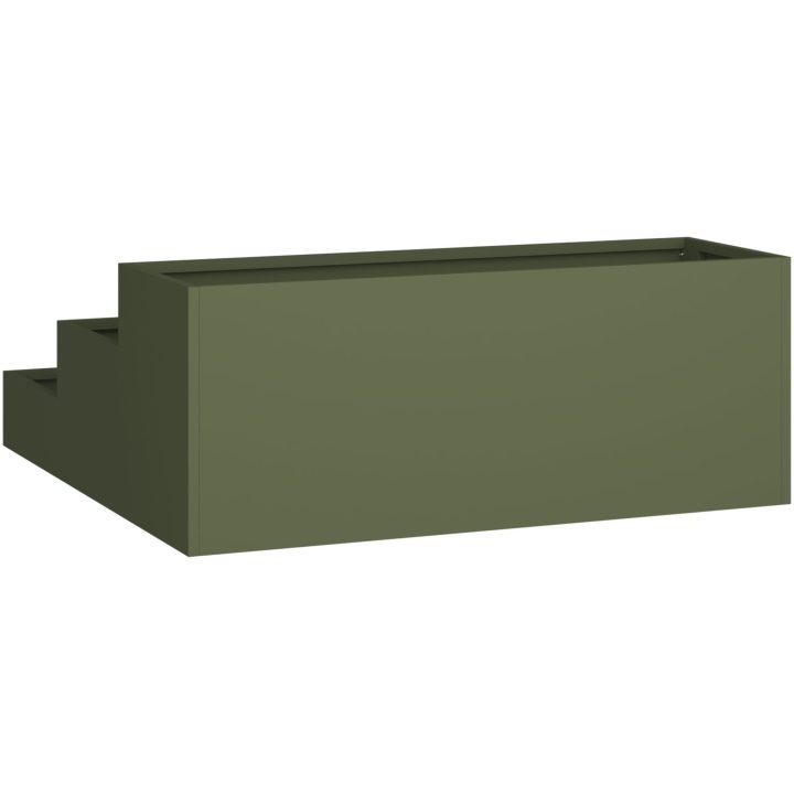 Trädgårdsplanterare 3 nivåer Olivgrön Stål vidaXL 90 x 90 x 35 cm – bild 5