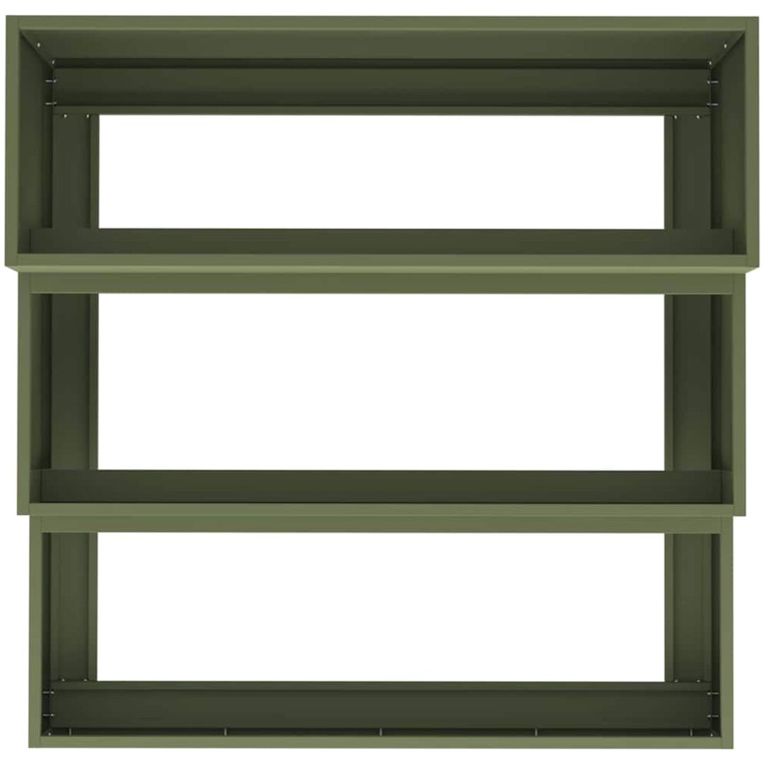 Trädgårdsplanterare 3 nivåer Olivgrön Stål vidaXL 90 x 90 x 35 cm – bild 8