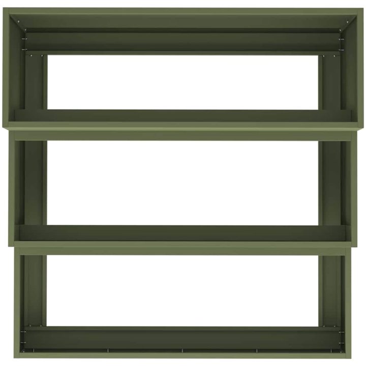 Trädgårdsplanterare 3 nivåer Olivgrön Stål vidaXL 90 x 90 x 35 cm – bild 8