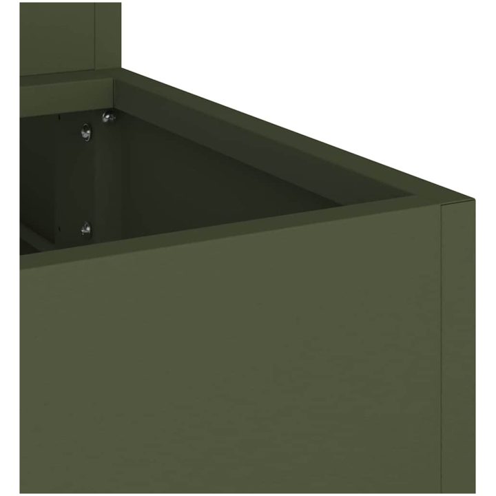 Trädgårdsplanterare 3 nivåer Olivgrön Stål vidaXL 90 x 90 x 35 cm – bild 9
