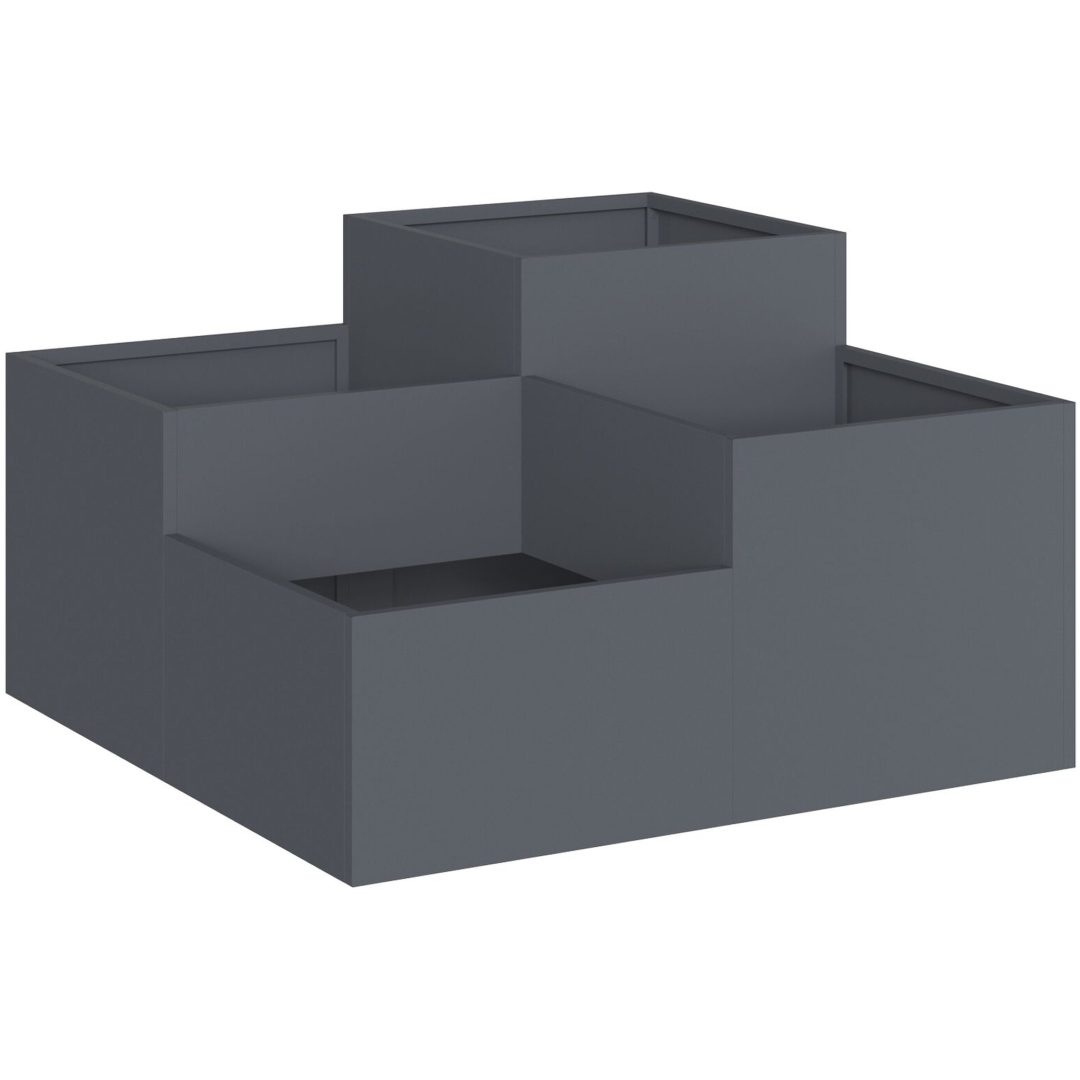 Trädgårdsplanterare Antracit Stål vidaXL 80 x 80 x 48 cm – bild 2