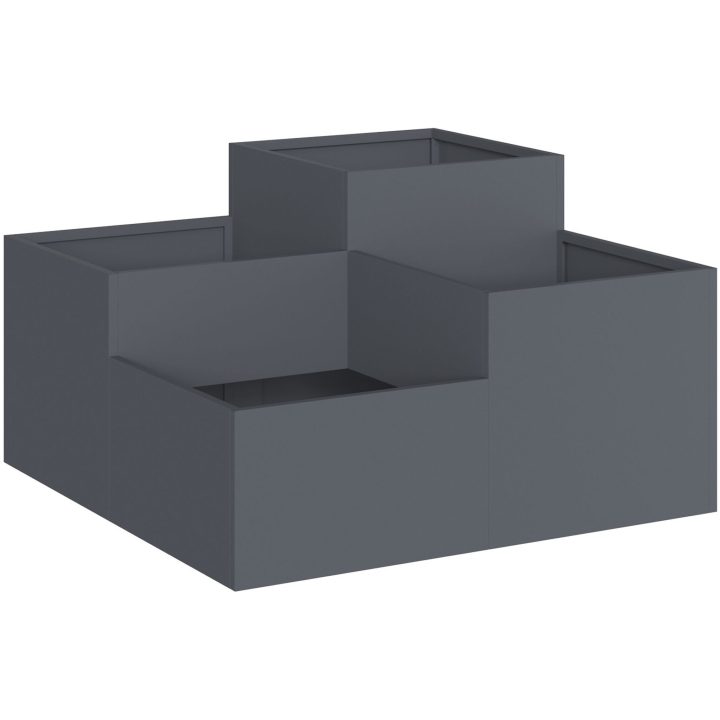 Trädgårdsplanterare Antracit Stål vidaXL 80 x 80 x 48 cm – bild 2