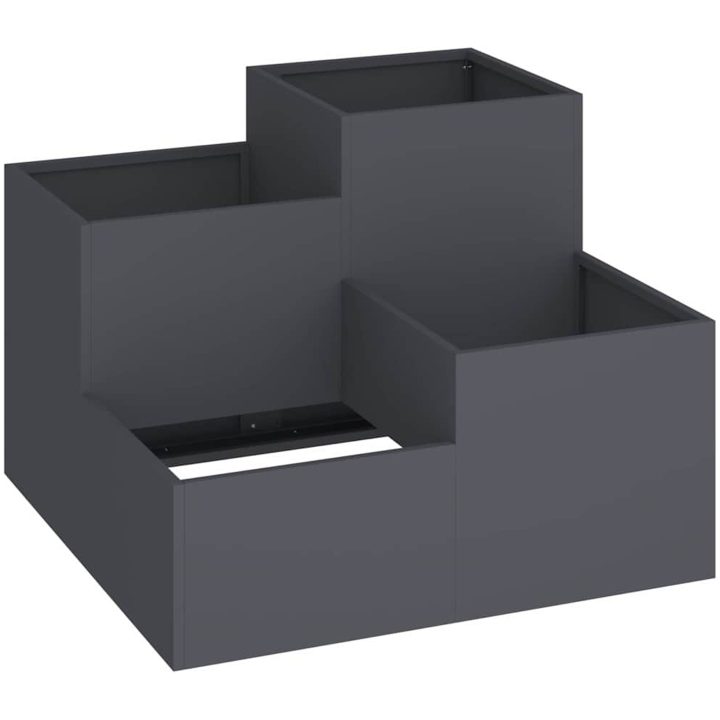 Trädgårdsplanterare Antracit Stål vidaXL 80 x 80 x 60 cm – bild 2