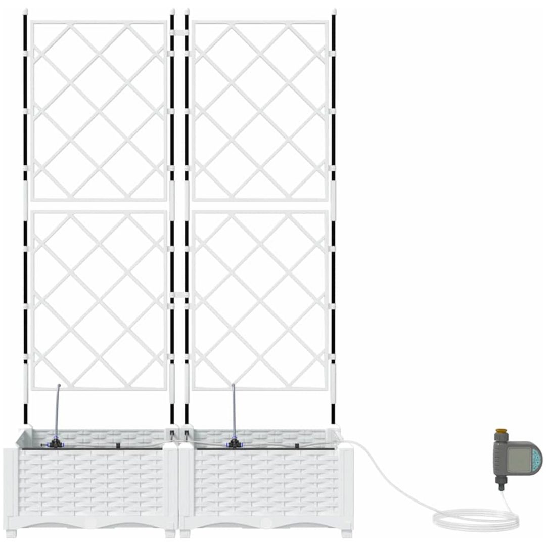 Trädgårdsplanterare med bevattningssystem 2 st Vit vidaXL 80 x 40 x 126 cm – bild 6