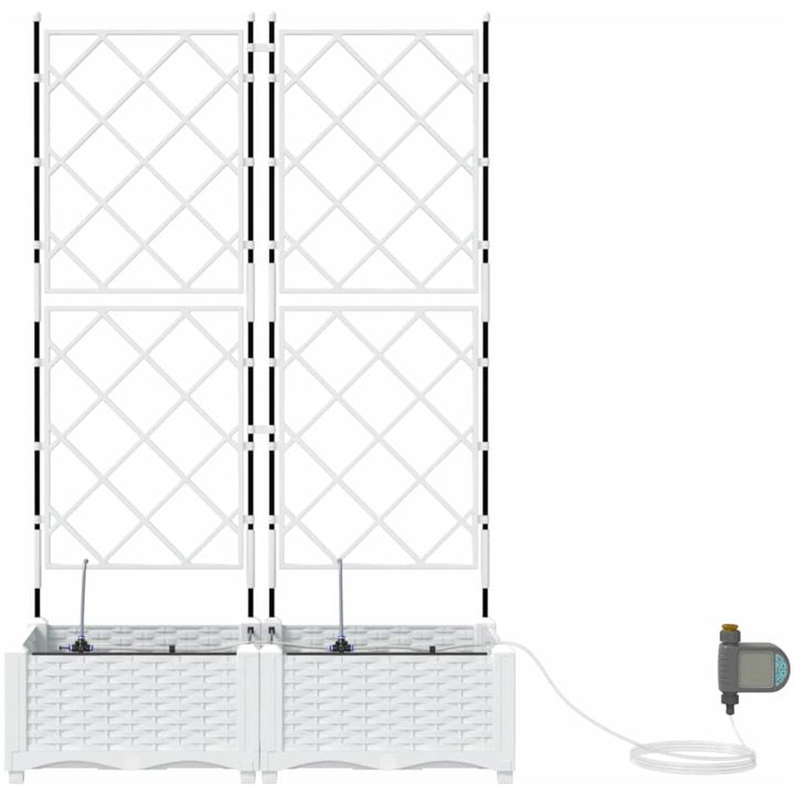 Trädgårdsplanterare med bevattningssystem 2 st Vit vidaXL 80 x 40 x 126 cm – bild 6