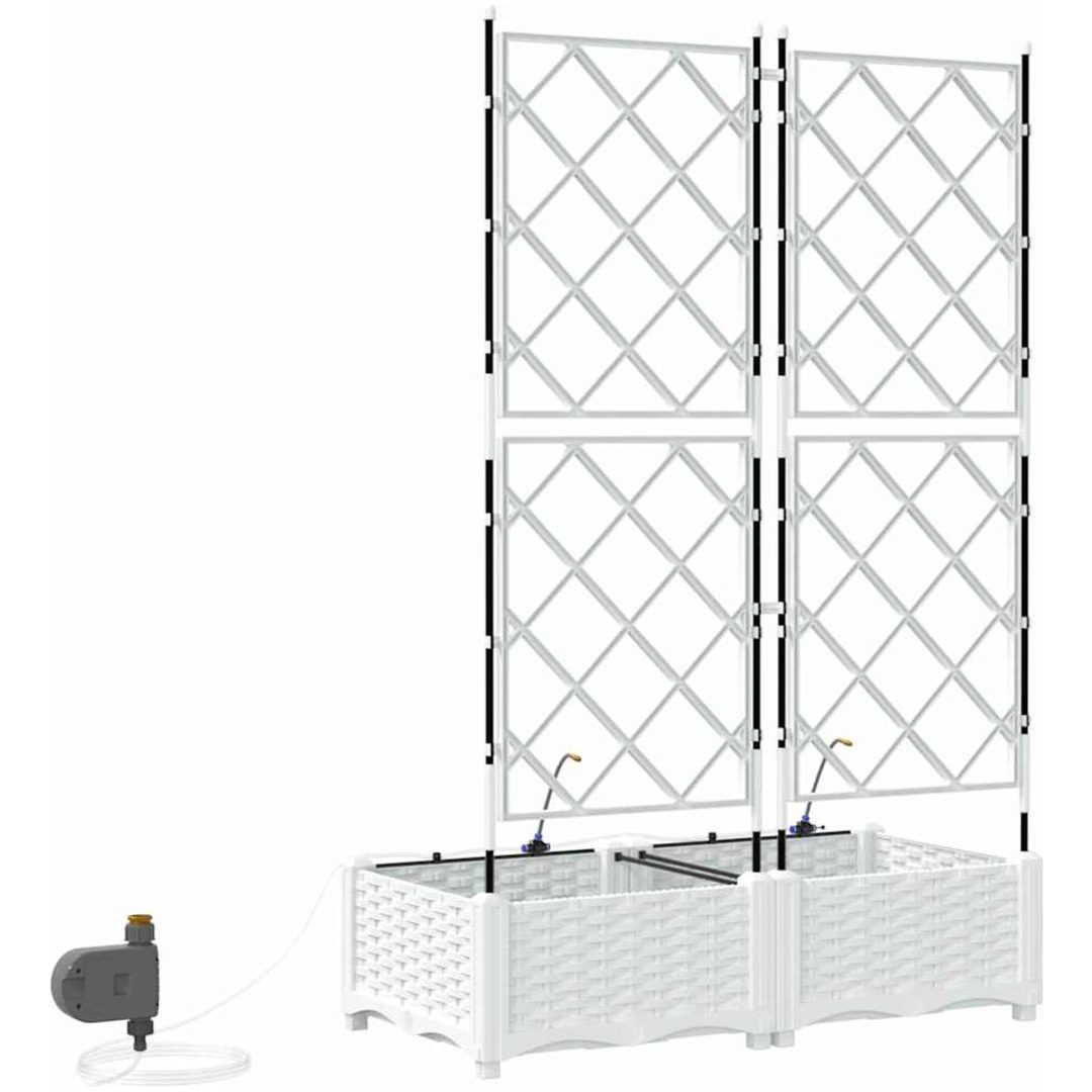 Trädgårdsplanterare med bevattningssystem 2 st Vit vidaXL 80 x 40 x 126 cm – bild 8