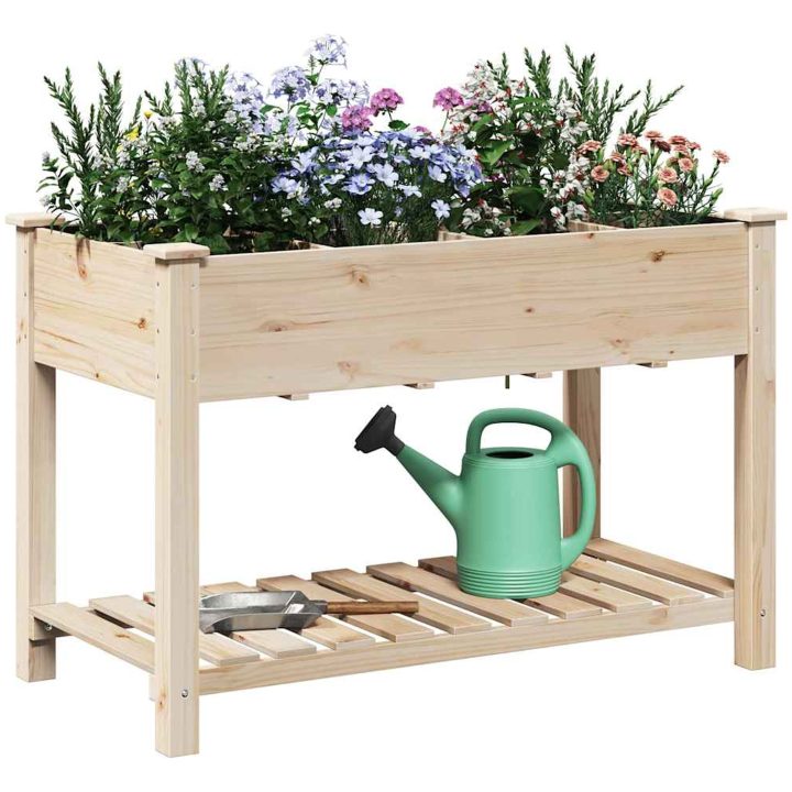 Trädgårdsplanterare med galler 115x59x76 cm Massivt trä Furu vidaXL 115 x 59 x 76.5 cm – bild 3