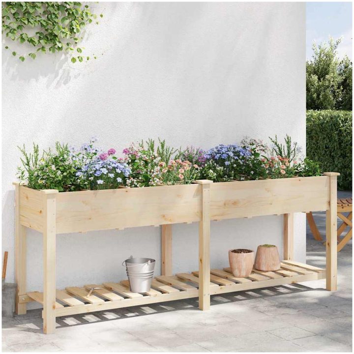 Trädgårdsplanterare med galler 203x53x76 cm Solid Furu vidaXL 203.5 x 53 x 76.5 cm – bild 4