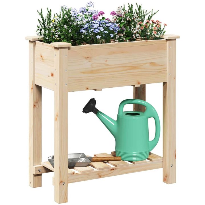 Trädgårdsplanterare med Galler 71x37x76 cm Massivt Trä Tall vidaXL 71 x 37 x 76,5 cm – bild 3