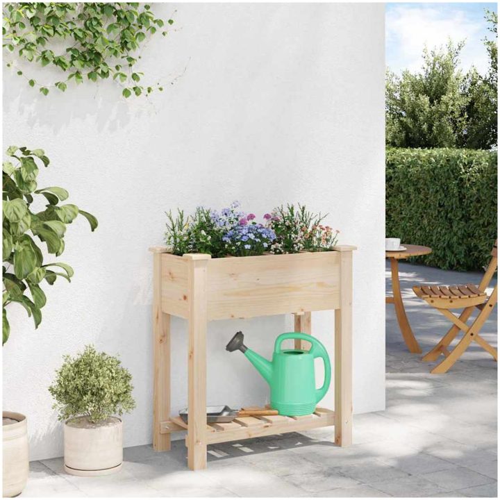 Trädgårdsplanterare med Galler 71x37x76 cm Massivt Trä Tall vidaXL 71 x 37 x 76,5 cm – bild 4