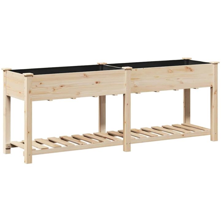 Trädgårdsplanterare med hylla 203x53x76 cm i massivt trä vidaXL Large – bild 2