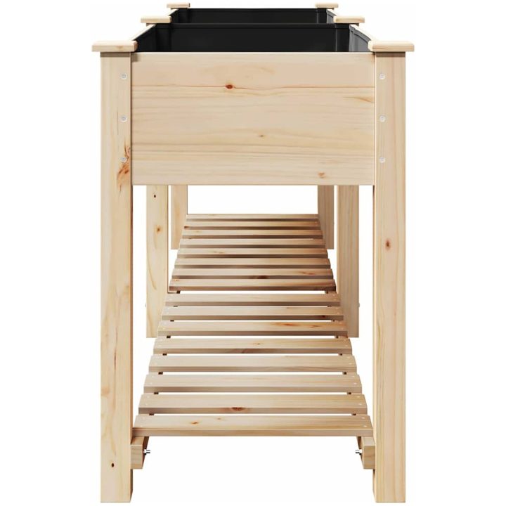 Trädgårdsplanterare med hylla 203x53x76 cm i massivt trä vidaXL Large – bild 6