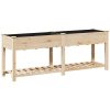 Trädgårdsplanterare med hylla 203x53x76 cm i massivt trä vidaXL Large – miniatyr 7