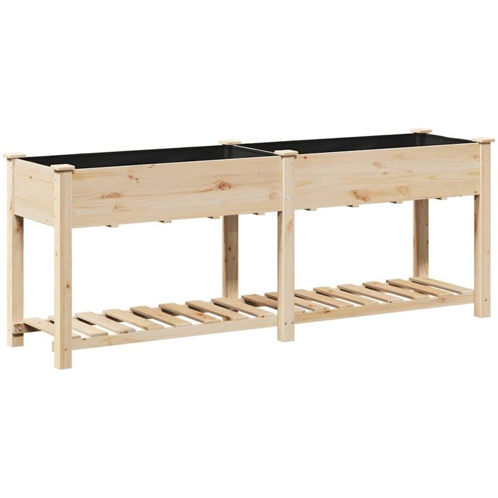 Trädgårdsplanterare med hylla 203x53x76 cm i massivt trä vidaXL Large – bild 7
