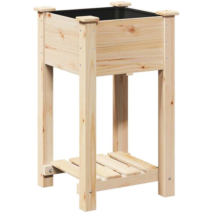 Trädgårdsplanterare med hylla 45x45x76 cm Massivt trä Gran vidaXL 45 x 45 x 76.5 cm – bild 2