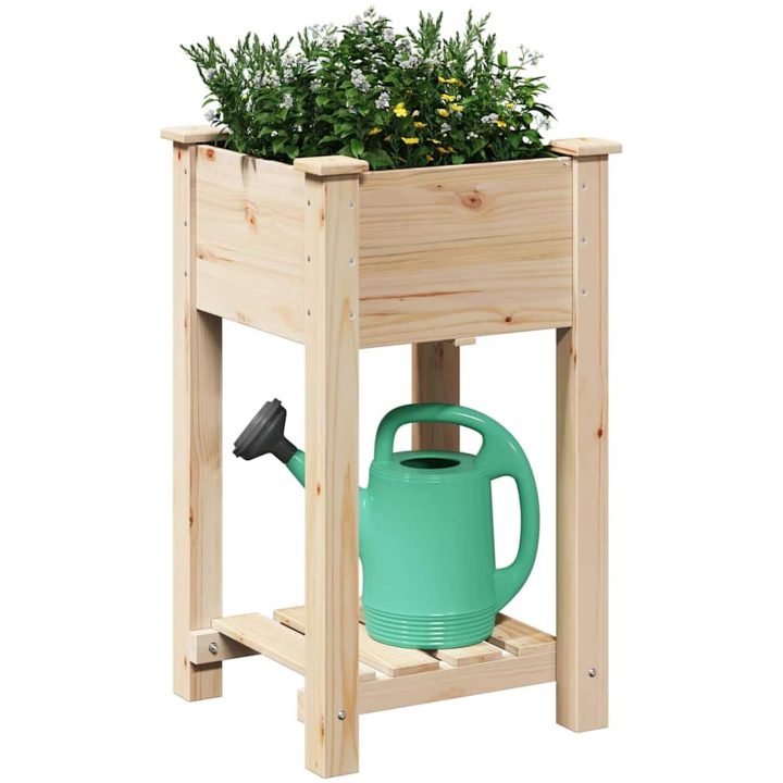 Trädgårdsplanterare med hylla 45x45x76 cm Massivt trä Gran vidaXL 45 x 45 x 76.5 cm – bild 3