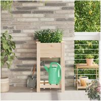 Trädgårdsplanterare med hylla 45x45x76 cm Massivt trä Gran vidaXL