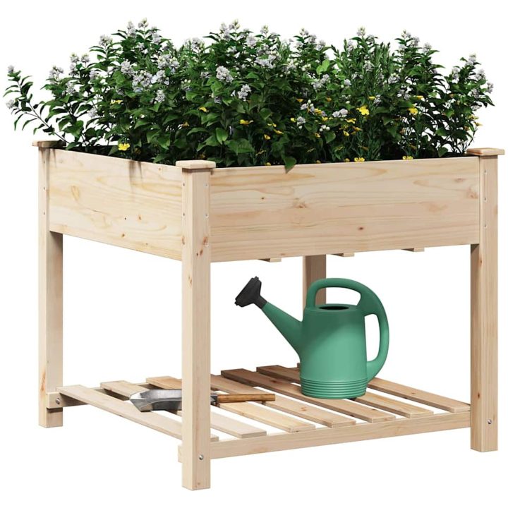 Trädgårdsplanterare med hylla 90x90x76 cm i massivt furu vidaXL Large – bild 3