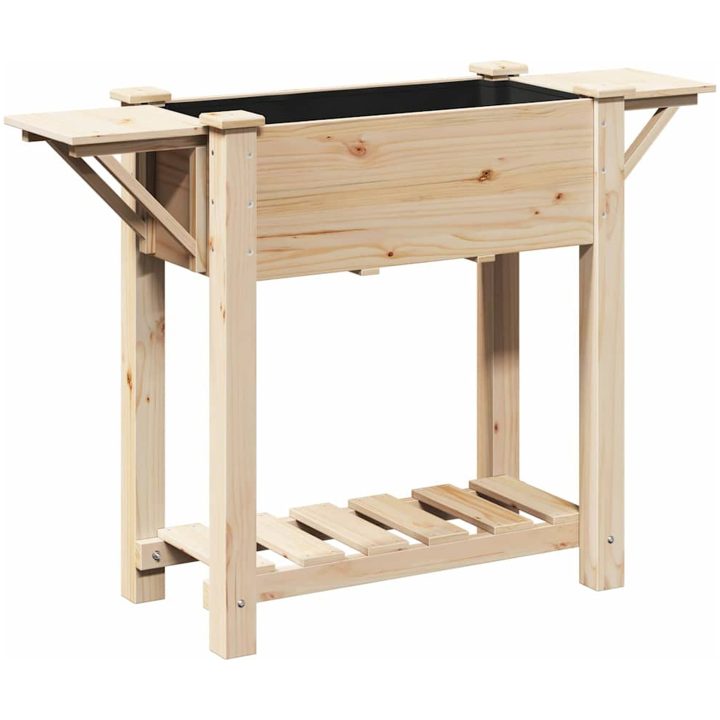 Trädgårdsplanterare med hyllor 111x37x76 cm Massivt Furu vidaXL 111 x 37 x 76,5 cm – bild 2
