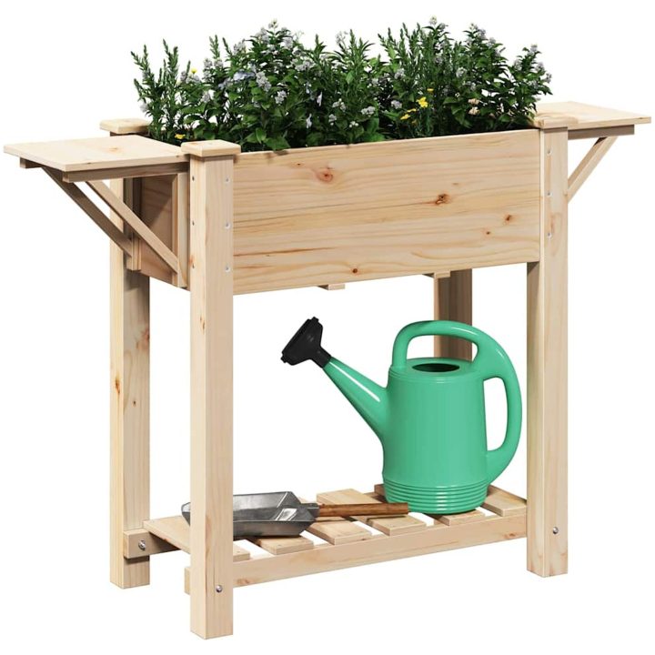 Trädgårdsplanterare med hyllor 111x37x76 cm Massivt Furu vidaXL 111 x 37 x 76,5 cm – bild 3