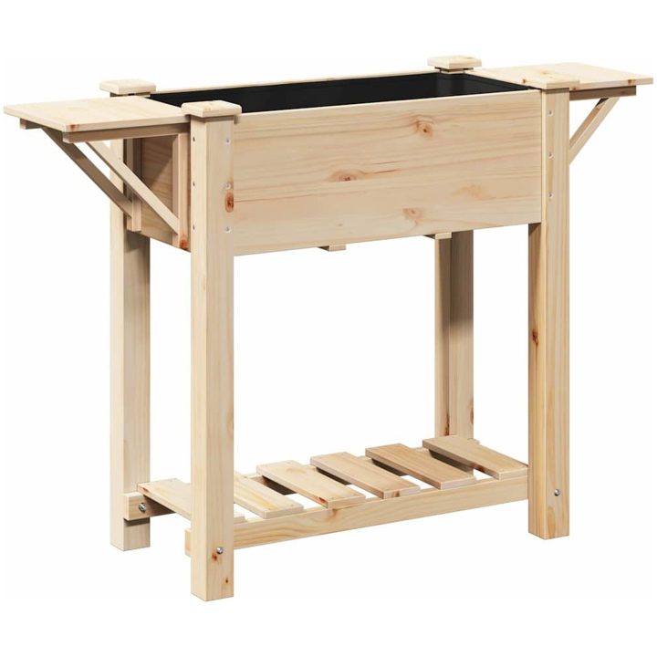 Trädgårdsplanterare med hyllor 111x37x76 cm Massivt Furu vidaXL 111 x 37 x 76,5 cm – bild 7