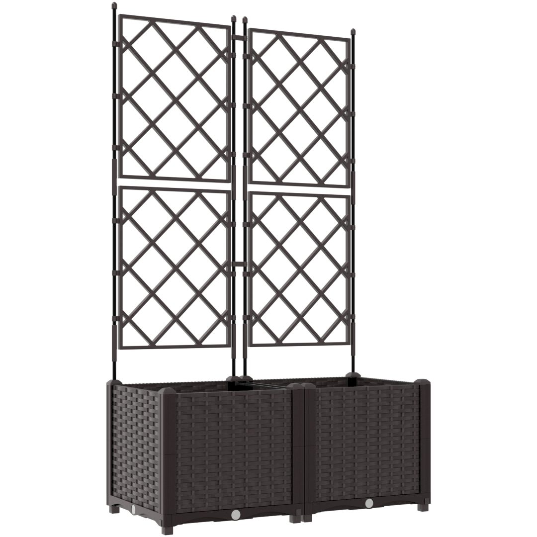 Trädgårdsplanterare med Spaljé 2 st Brun vidaXL 80 x 40 x 143 cm – bild 2