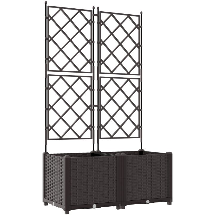 Trädgårdsplanterare med Spaljé 2 st Brun vidaXL 80 x 40 x 143 cm – bild 2