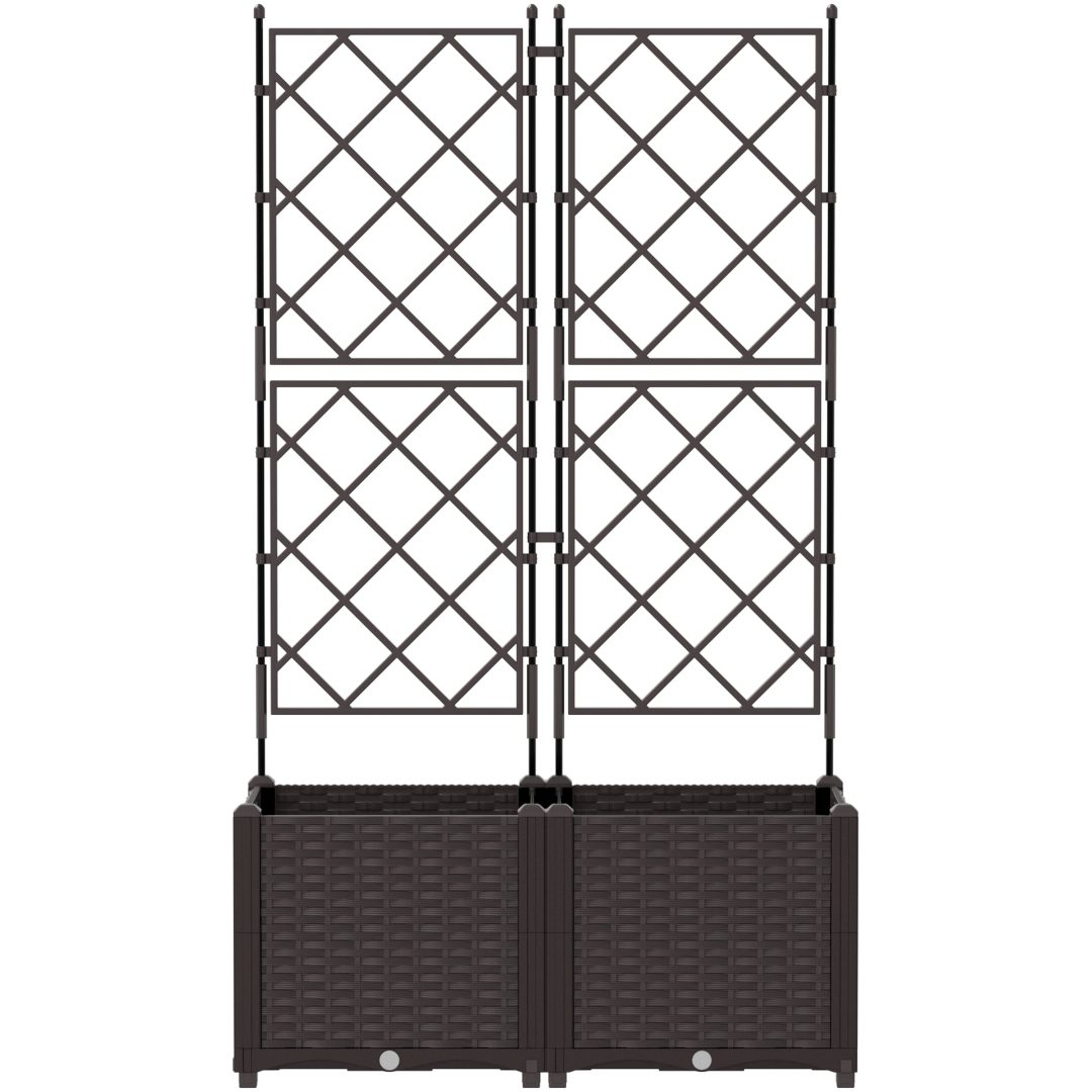 Trädgårdsplanterare med Spaljé 2 st Brun vidaXL 80 x 40 x 143 cm – bild 5