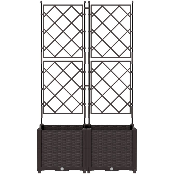 Trädgårdsplanterare med Spaljé 2 st Brun vidaXL 80 x 40 x 143 cm – bild 5