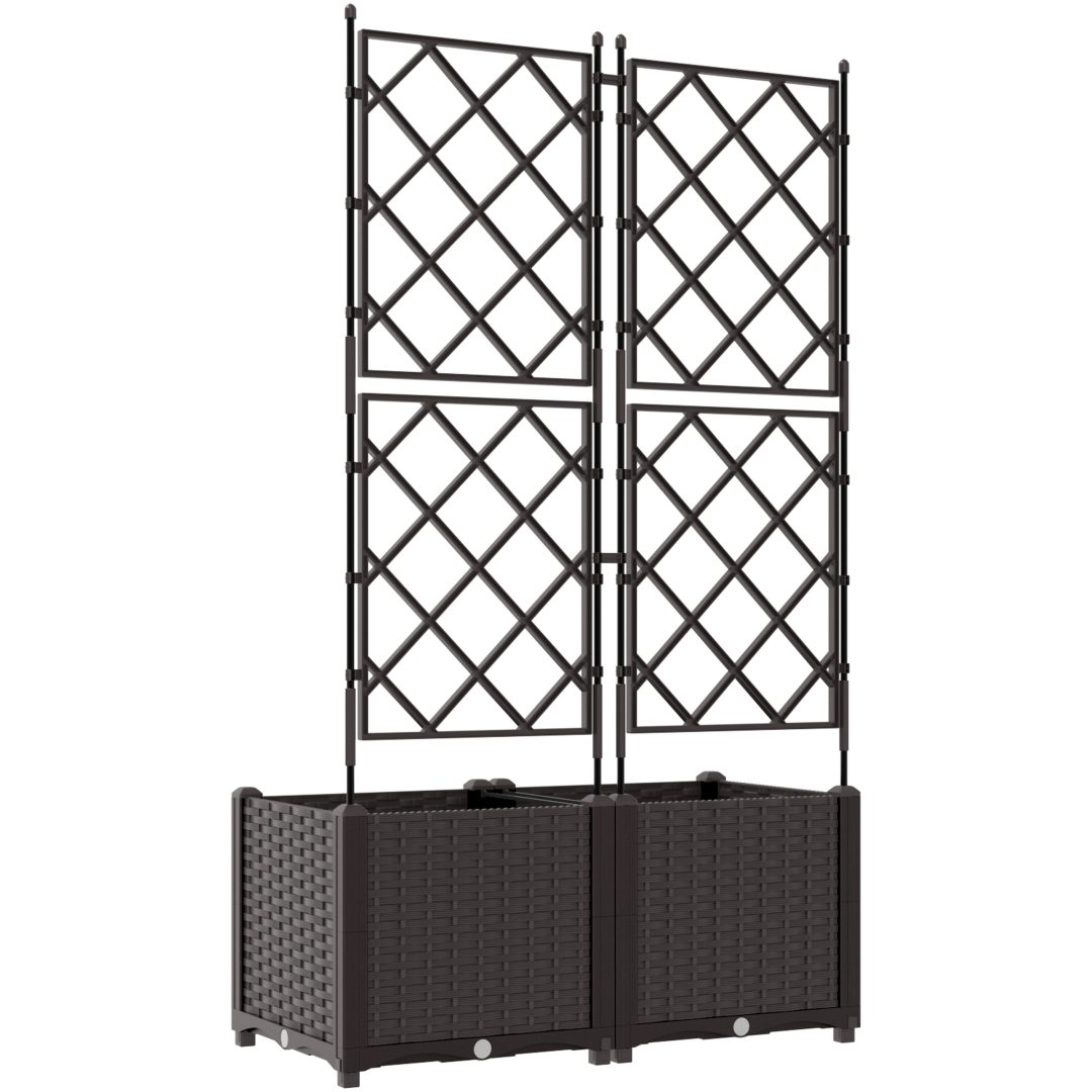 Trädgårdsplanterare med Spaljé 2 st Brun vidaXL 80 x 40 x 143 cm – bild 7