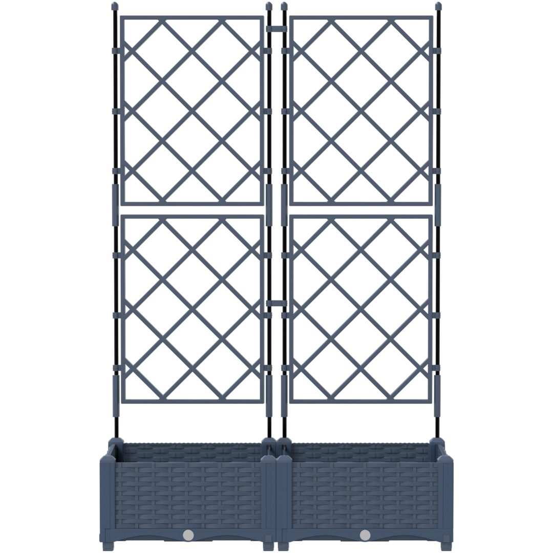 Trädgårdsplanterare med spaljé 2 st Grå vidaXL 80 x 40 x 125,5 cm – bild 5