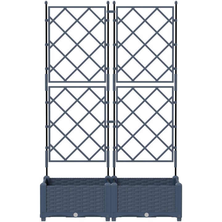 Trädgårdsplanterare med spaljé 2 st Grå vidaXL 80 x 40 x 125,5 cm – bild 5