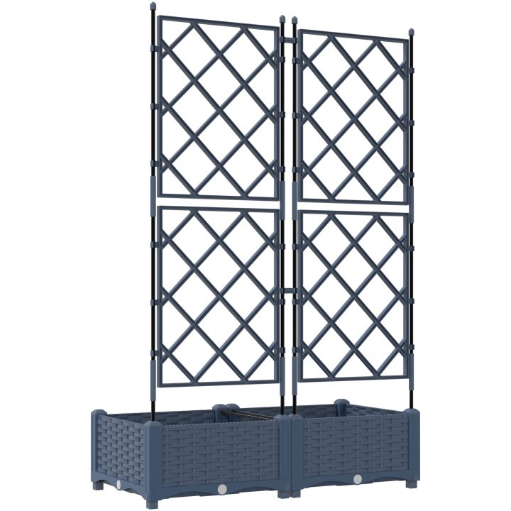Trädgårdsplanterare med spaljé 2 st Grå vidaXL 80 x 40 x 125,5 cm – bild 7
