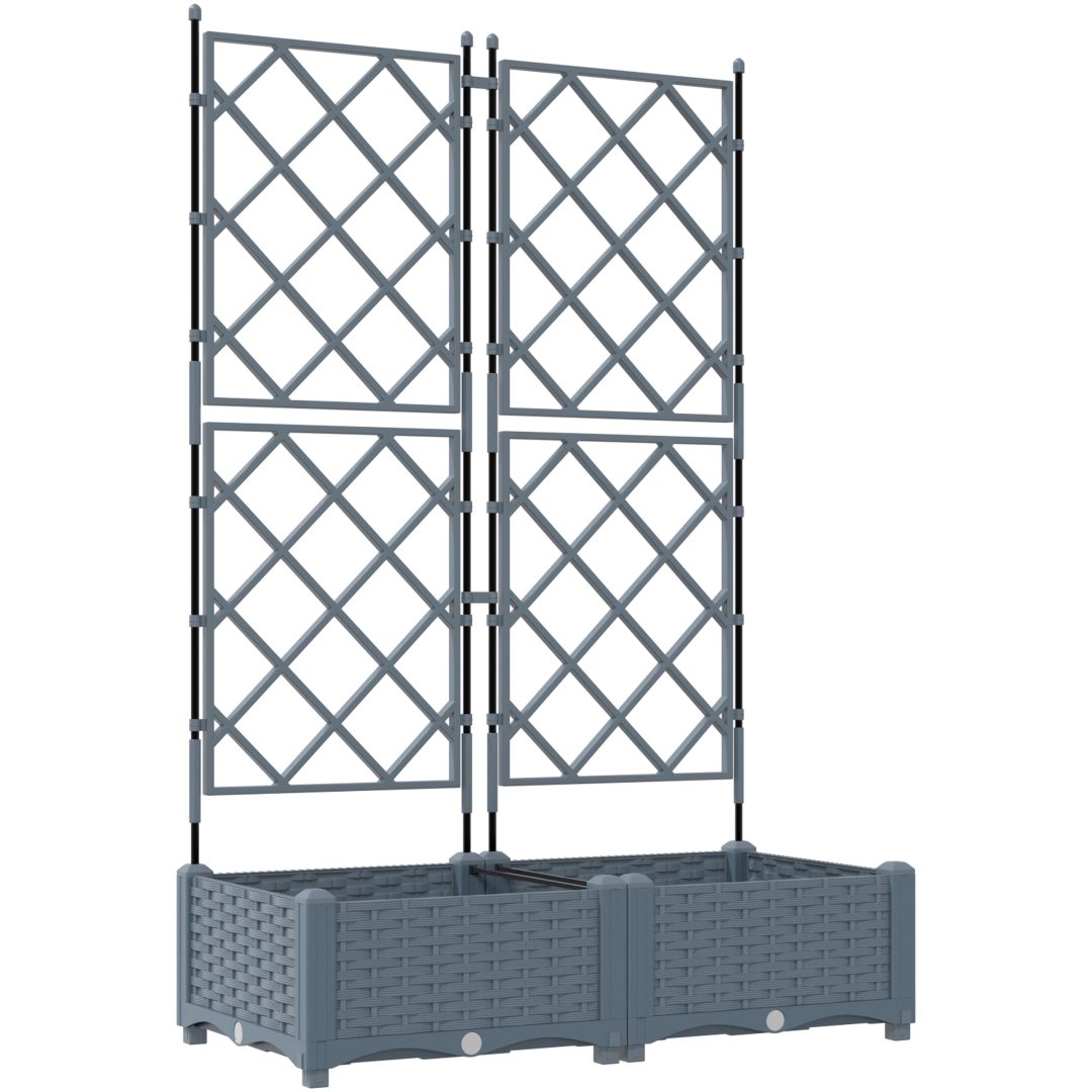 Trädgårdsplanterare med Spaljé 2 st Ljusgrå vidaXL 80 x 40 x 125.5 cm – bild 2