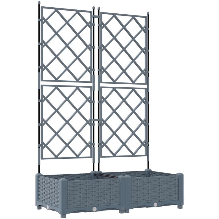 Trädgårdsplanterare med Spaljé 2 st Ljusgrå vidaXL 80 x 40 x 125.5 cm – bild 2
