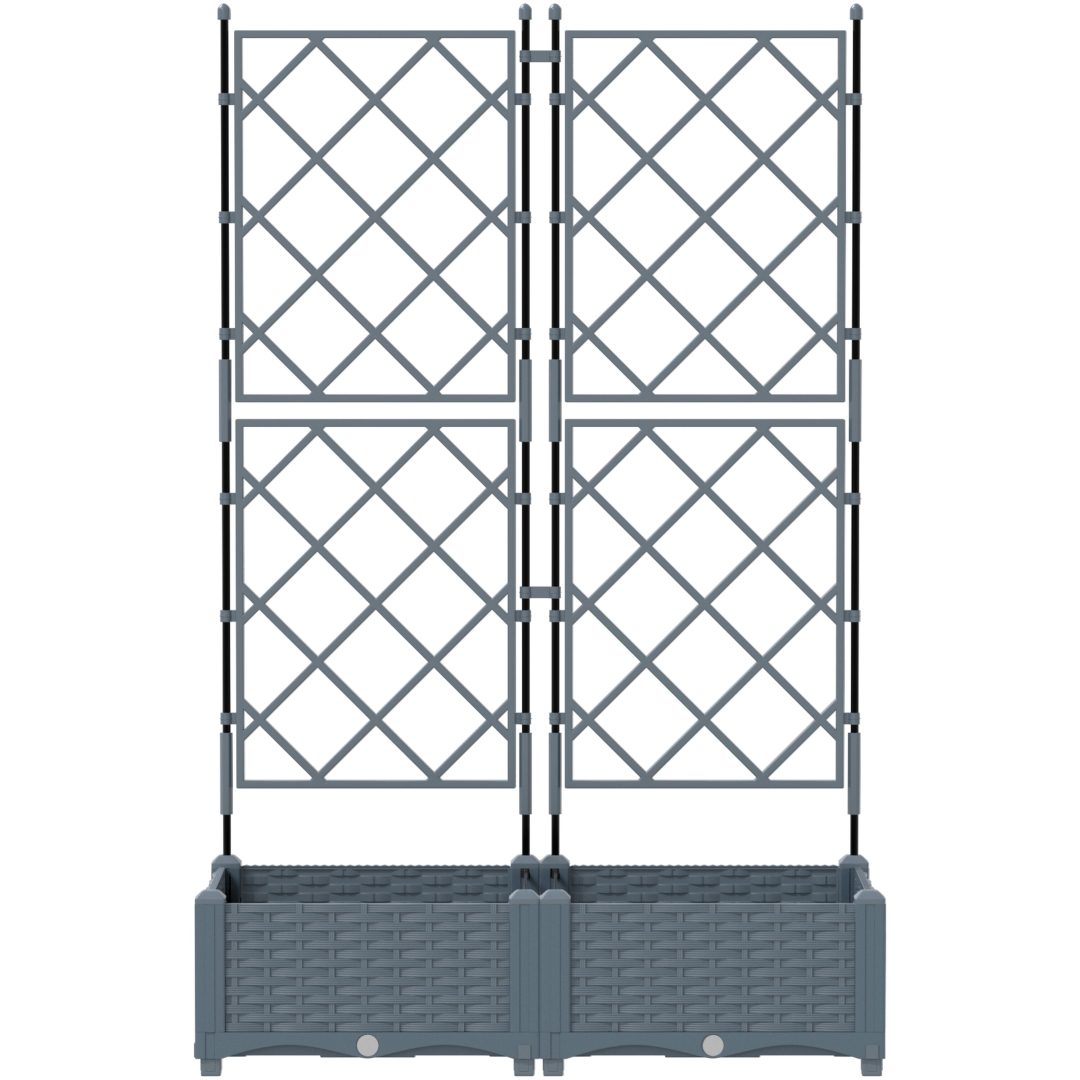 Trädgårdsplanterare med Spaljé 2 st Ljusgrå vidaXL 80 x 40 x 125.5 cm – bild 5