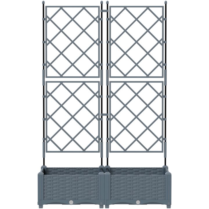 Trädgårdsplanterare med Spaljé 2 st Ljusgrå vidaXL 80 x 40 x 125.5 cm – bild 5