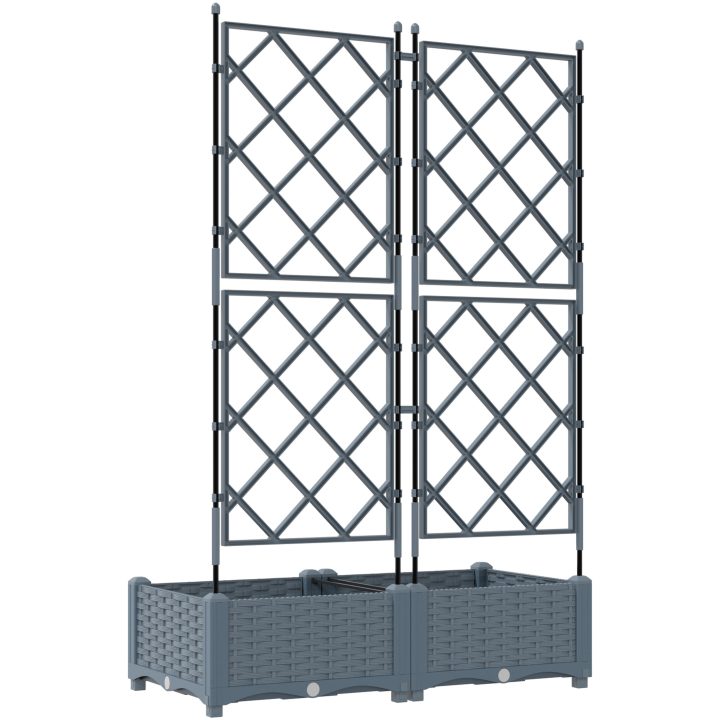Trädgårdsplanterare med Spaljé 2 st Ljusgrå vidaXL 80 x 40 x 125.5 cm – bild 7