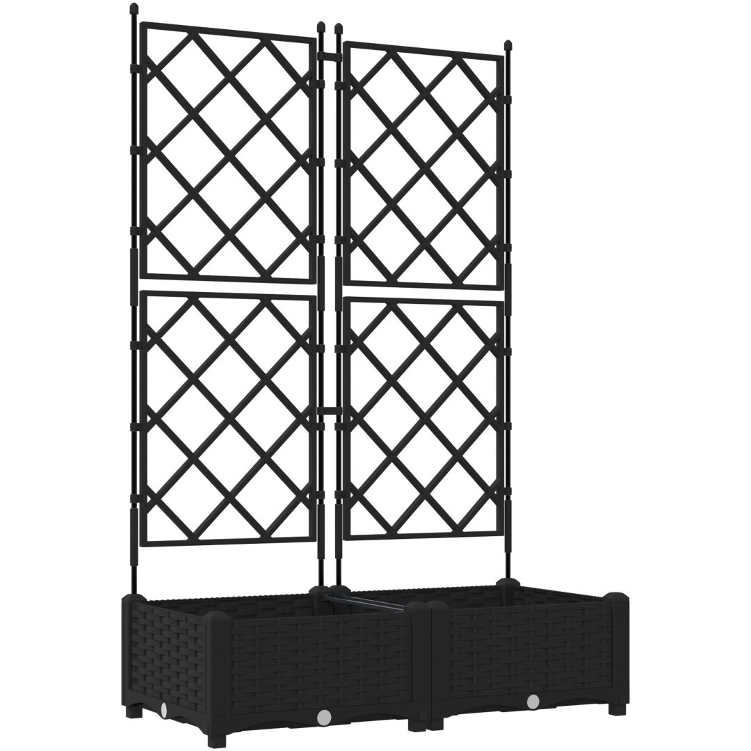 Trädgårdsplanterare med spaljé 2 st Svart vidaXL 80 x 40 x 125,5 cm – bild 2