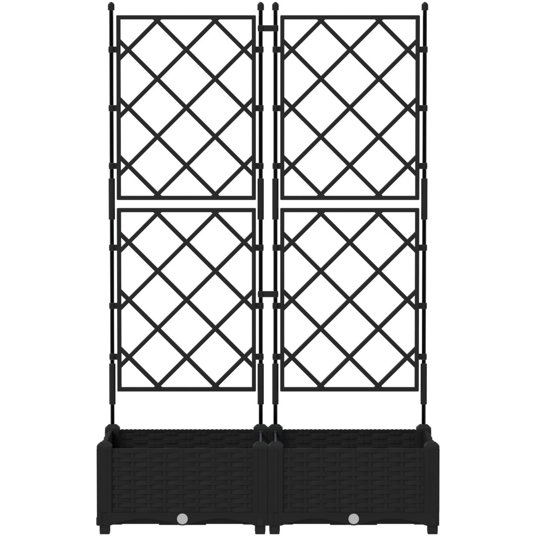 Trädgårdsplanterare med spaljé 2 st Svart vidaXL 80 x 40 x 125,5 cm – bild 5