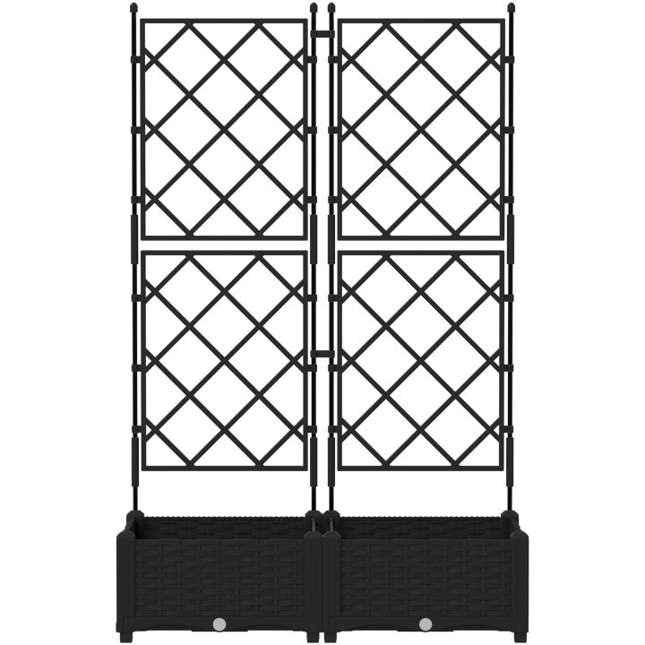 Trädgårdsplanterare med spaljé 2 st Svart vidaXL 80 x 40 x 125,5 cm – bild 5