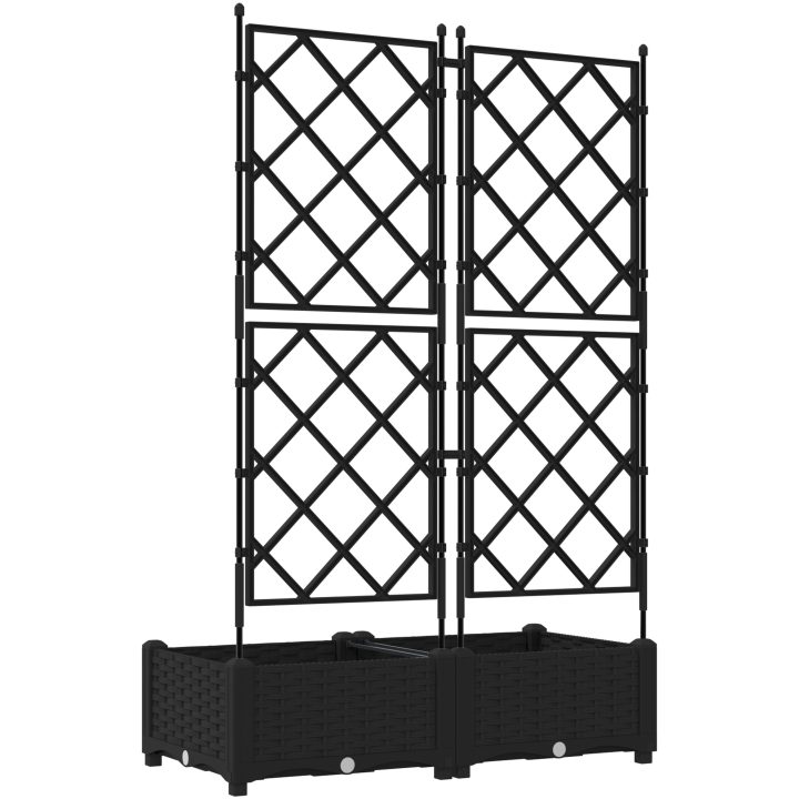 Trädgårdsplanterare med spaljé 2 st Svart vidaXL 80 x 40 x 125,5 cm – bild 7