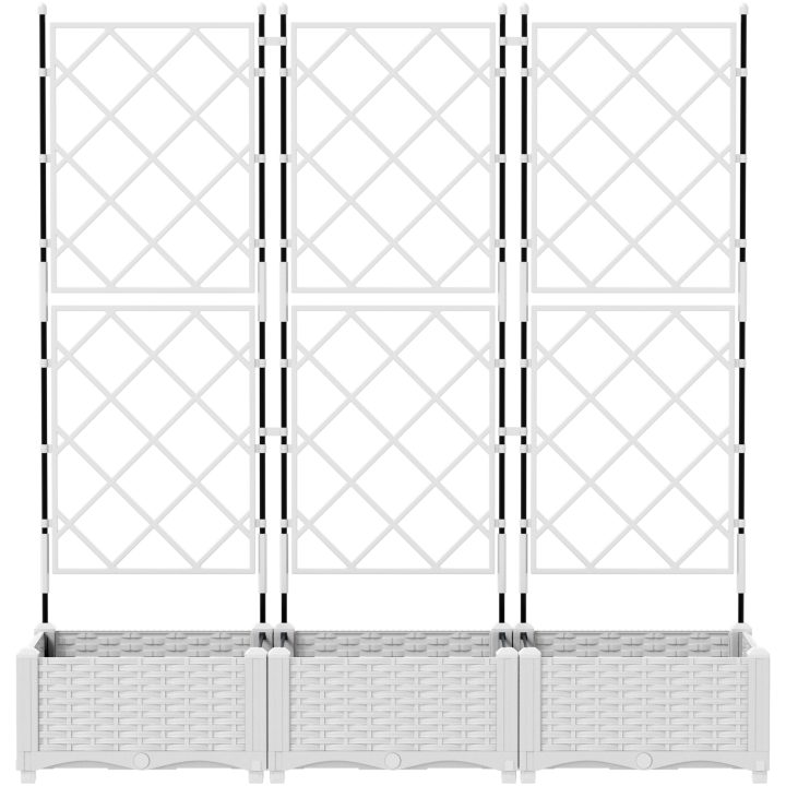 Trädgårdsplanterare med spaljé 3 pcs Vit vidaXL 120 x 40 x 125.5 cm – bild 4