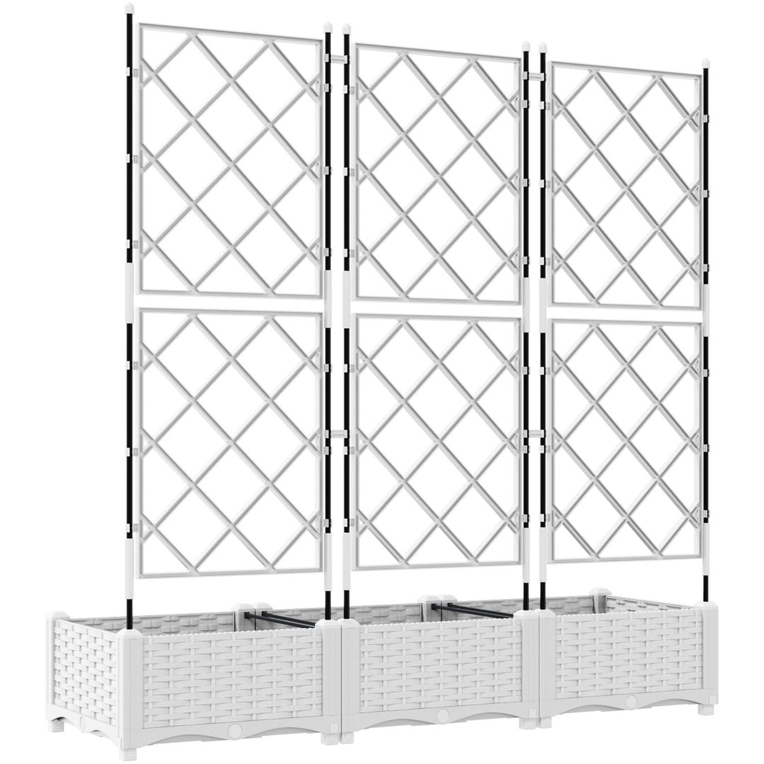 Trädgårdsplanterare med spaljé 3 pcs Vit vidaXL 120 x 40 x 125.5 cm – bild 6