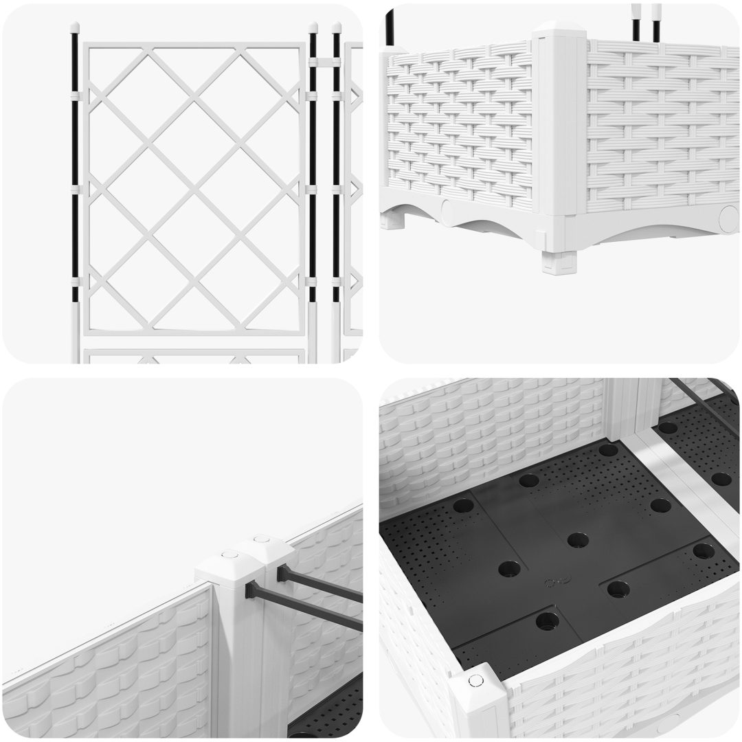 Trädgårdsplanterare med spaljé 3 pcs Vit vidaXL 120 x 40 x 125.5 cm – bild 7