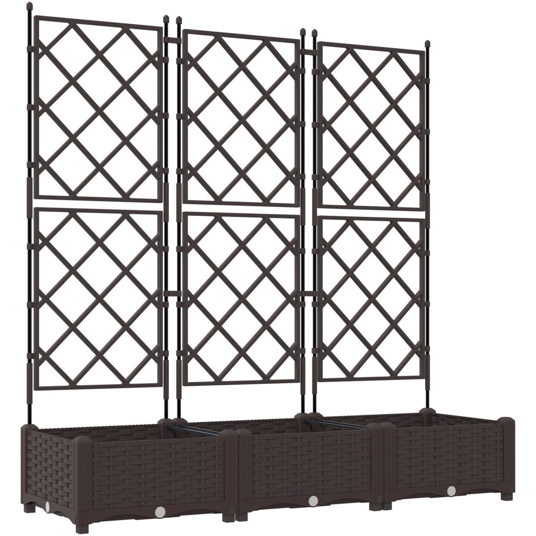 Trädgårdsplanterare med spaljé 3 st Brun vidaXL 120 x 40 x 125.5 cm – bild 2