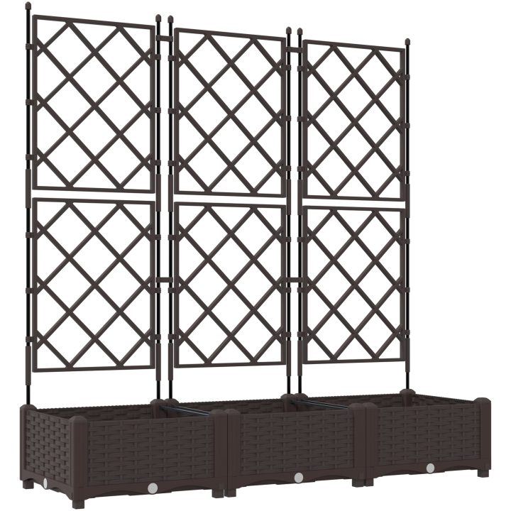 Trädgårdsplanterare med spaljé 3 st Brun vidaXL 120 x 40 x 125.5 cm – bild 2