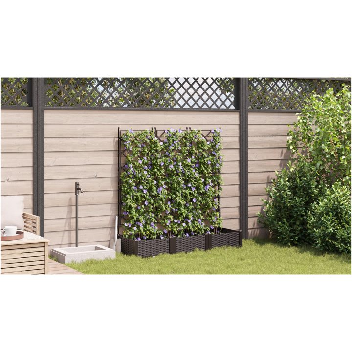 Trädgårdsplanterare med spaljé 3 st Brun vidaXL 120 x 40 x 125.5 cm – bild 4