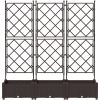 Trädgårdsplanterare med spaljé 3 st Brun vidaXL 120 x 40 x 125.5 cm – miniatyr 5